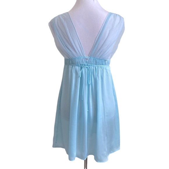 Oscar de la Renta Pink Label Sheer Blue Empire Waist Chemise Size M - Picture 2 of 8